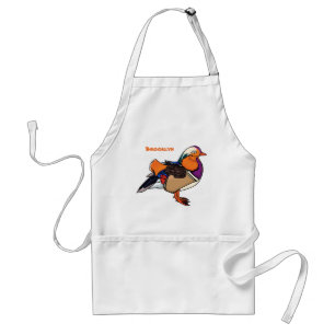 Colourful mandarin duck illustration standard apron