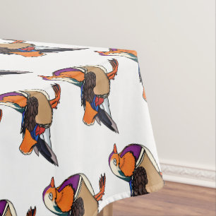 Colourful mandarin duck illustration tablecloth