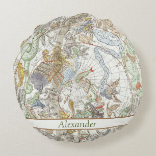 Colourful Map Antique Sea Ocean Vintage Nautical Round Pillow