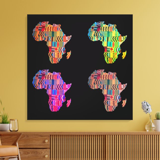 Colourful Map of Africa Stretched Canvas Print (Insitu(LivingRoom))