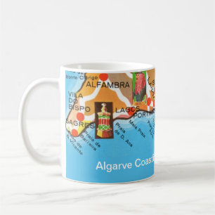 Colourful Map of Algarve Coast Lagos, Portugal Mug