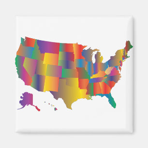 Colourful Map of America Magnet