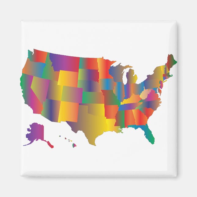 Colourful Map of America Magnet (Front)