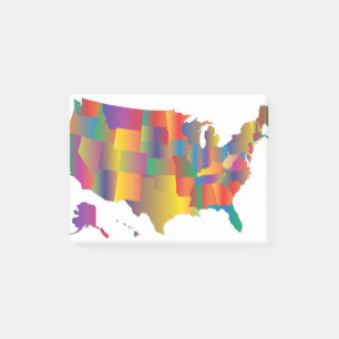 Colourful Map of America Post-it Notes