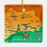 Colourful Map of  Andalucia Spain Ceramic Ornament<br><div class="desc">An amazing vintage map of the  Andalucia region of Spain repurposed on an ornament.</div>