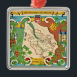Colourful Map of Bordeaux France  Metal Ornament<br><div class="desc">A vintage,  colourfully illustrated image featuring the Bordeaux region wines of France repurposed on an ornament for holiday giving or just anytime!</div>