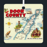 Colourful Map of Door County Metal Ornament<br><div class="desc">Vintage Door County map that is wonderfully illustrated and now repurposed! You can customize the back by enlarging or removing the image and adding any personalization you wish.</div>