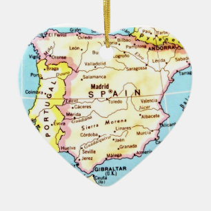 Colourful Map of Spain Design Ceramic Ornament