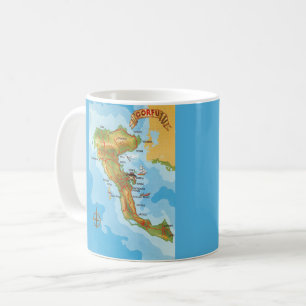 Colourful Map of The Greek Island Corfu Mug
