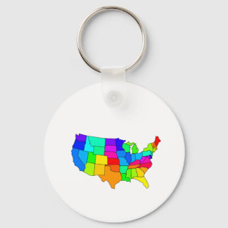 Colourful map of the United States of America Keychain