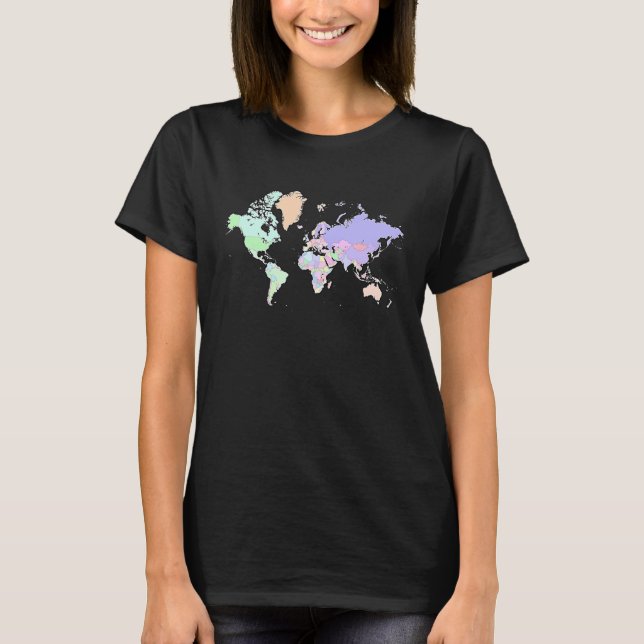 Colourful map of the world countries  internationa T-Shirt (Front)