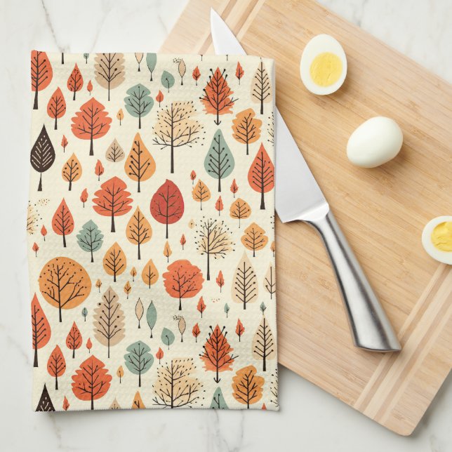 Colourful Maple Leaf Kitchen Towel (Quarter Fold)