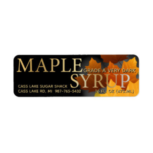 Colourful Maple Leaf Plastic Jug Syrup label small