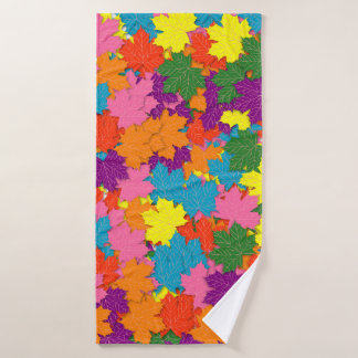 Colourful maple leaves pattern bath towel