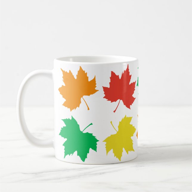Colourful maple leaves pattern coffee mug (Left)