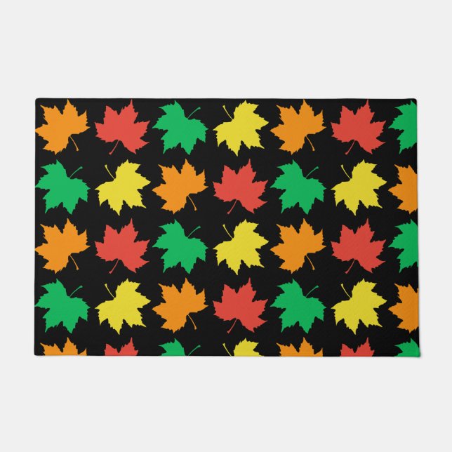 Colourful maple leaves pattern doormat (Front)