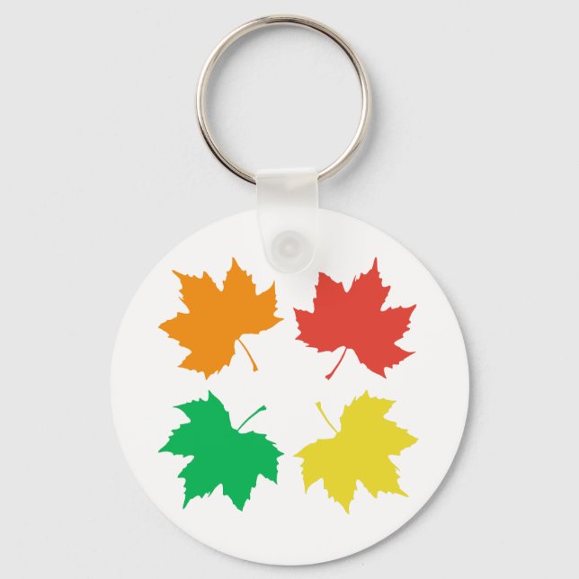 Colourful maple leaves pattern keychain (Front)