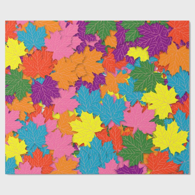 Colourful maple leaves pattern wrapping paper (Flat)