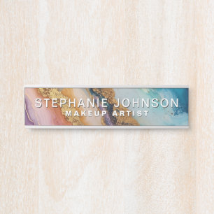 Colourful Marble Agate Gold Foil Custom Modern Door Sign
