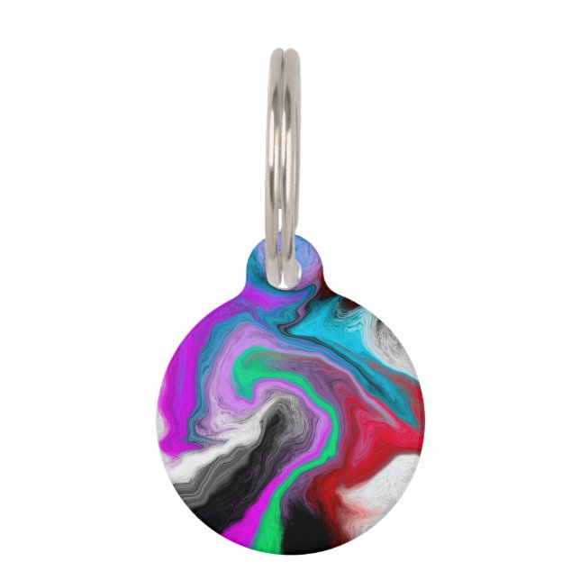 Colourful Marble Art Explosion Personalized  Pet Tag (Front)