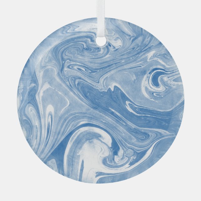 Colourful Marble Art Pattern. Glass Ornament (Front)