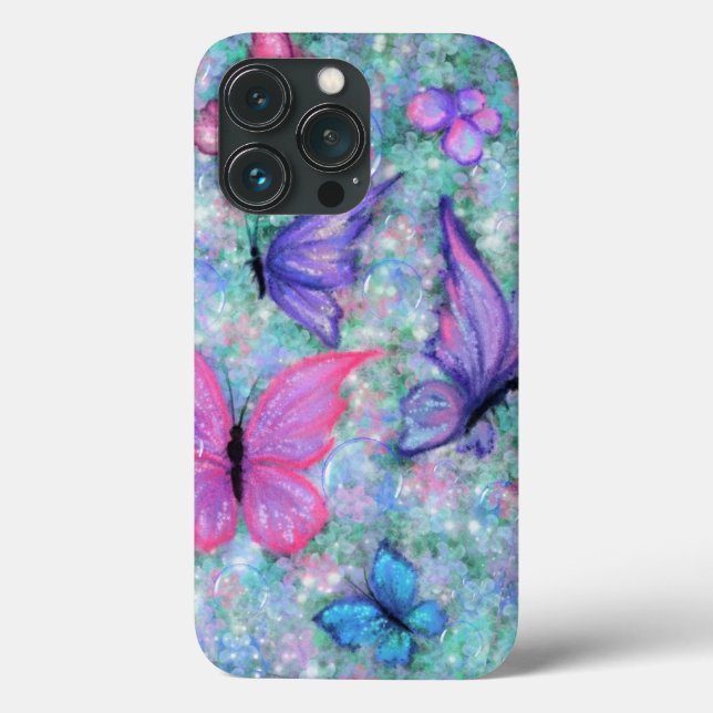 Colourful Marble Butterflies iPhone Case (Back)