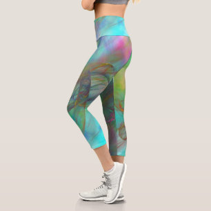 Colourful Marble Clouds Capri Leggings
