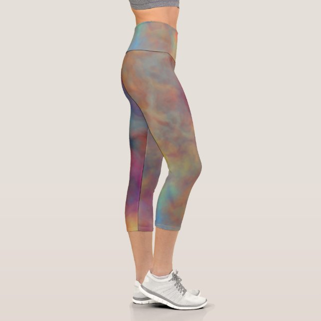 Colourful Marble Clouds Capri Leggings (Right)