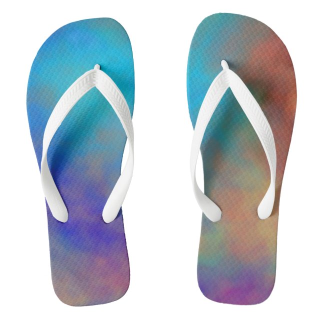 Colourful Marble Clouds Flip Flops (Footbed)