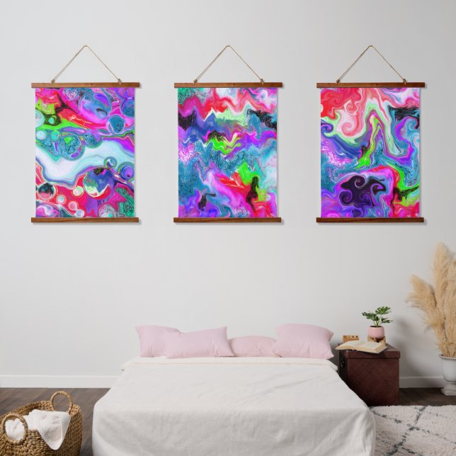 Colourful Marble Digital Fluid Art Hanging Tapestry (Bedroom)