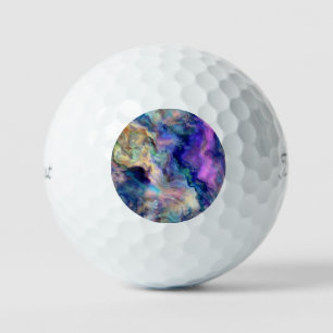 Colourful marble golf balls