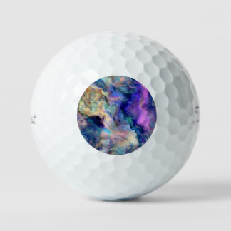 Colourful marble golf balls