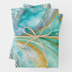 Colourful Marble Ink Art Wrapping Paper Sheets