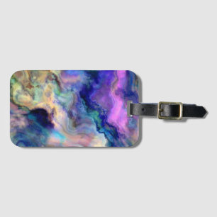 Colourful marble luggage tag