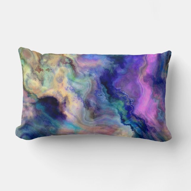 Colourful marble lumbar pillow (Front)