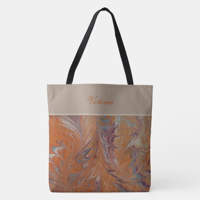 Colourful Marble Monogrammed Tote Bag (Front)
