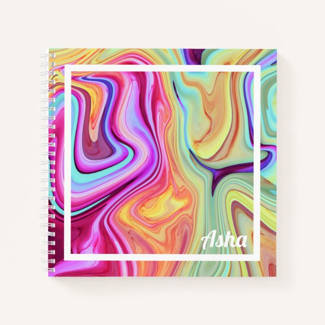 Colourful Marble Personalized Sketch Notebook (Front)