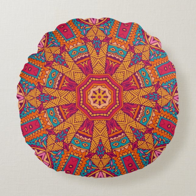 Colourful marble texture, high-resolution interior round pillow (Front)