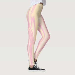Colourful Marble Wave Pattern Pink Abstract Leggings