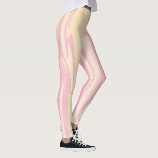 Colourful Marble Wave Pattern | Pink Abstract Leggings (Right)