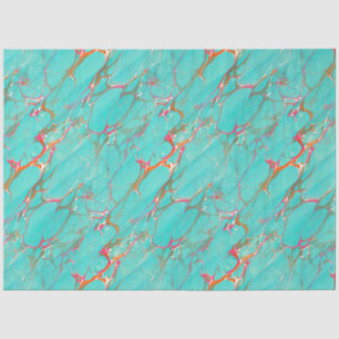 Colourful Marbled Faux Turquoise Decoupage Craft  Tissue Paper
