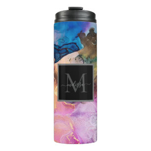 Colourful Marbled Monogram Thermal Tumbler