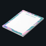 Colourful Marbled Paint in Pink and Green with Nam Notepad<br><div class="desc">A pretty and colourful design of marbled and swirled paint in a colourful combination of pink and green,  personalized with your name. Contact me with any questions or requests.</div>