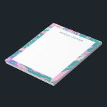 Colourful Marbled Paint in Pink and Green with Nam Notepad<br><div class="desc">A pretty and colourful design of marbled and swirled paint in a colourful combination of pink and green,  personalized with your name. Contact me with any questions or requests.</div>