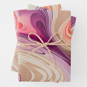 Colourful Marbled Paper Art Wrapping Paper Sheets