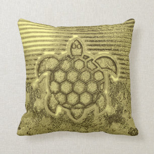 colourful marbled stoned sea turtle in 3d usa flag throw pillow