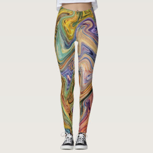 Colourful Marbleized Background Wild Pattern Leggings