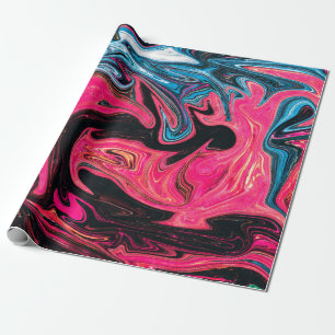 Colourful marbleized painting background. Liquid m Wrapping Paper