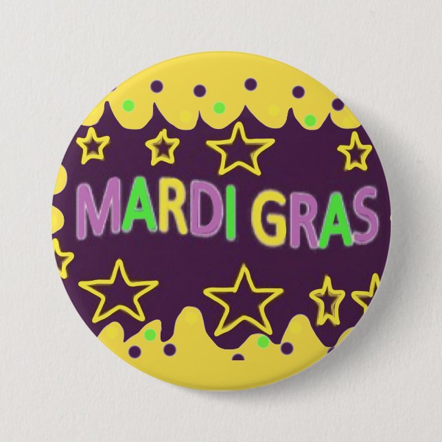 Colourful Mardi Gras 3 Inch Round Button (Front)