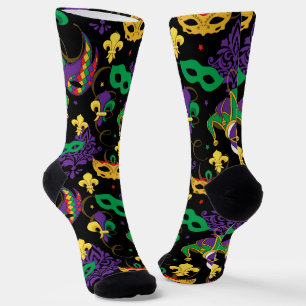 Colourful Mardi Gras Carnival Pattern Socks